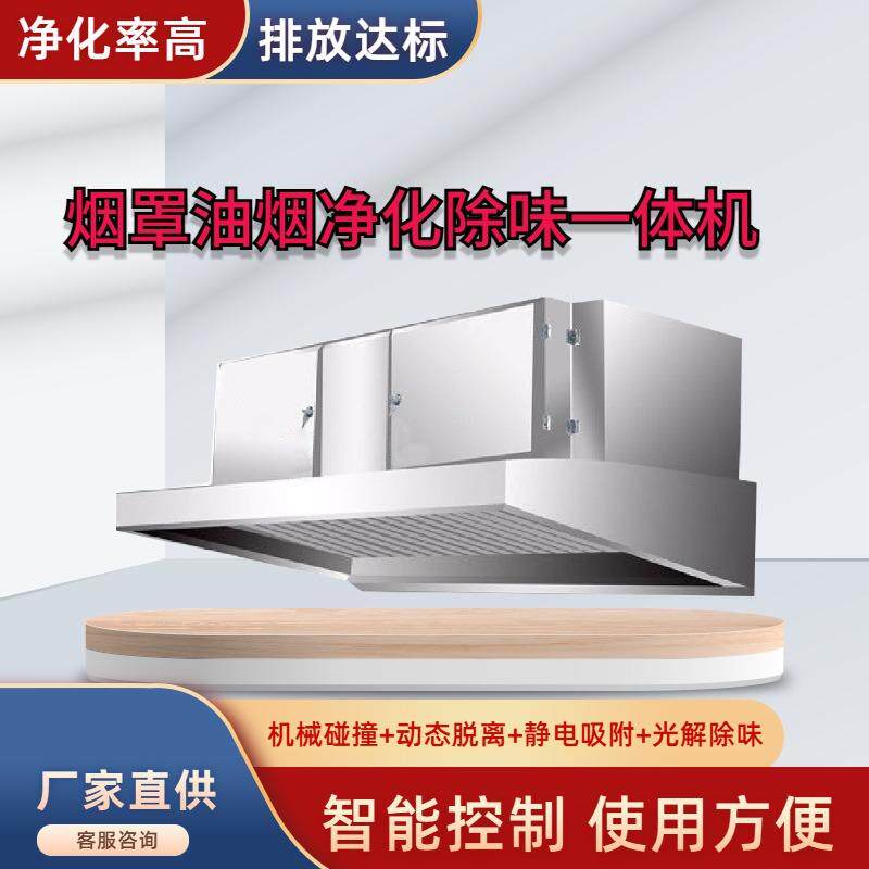 餐饮商用厨房烟罩复合式油烟净化除味一体机前端管道免洗净化器
