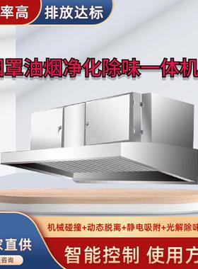 餐饮商用厨房烟罩复合式油烟净化除味一体机前端管道免洗净化器