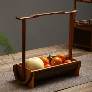 复古竹制茶点盒客厅带盖干果盘收纳碗碟子水果点心零食篮日式手工