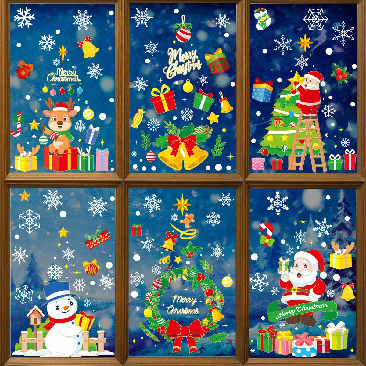 Christmas snow sticker Elk Snowman Christmas tree sticker - 实物图