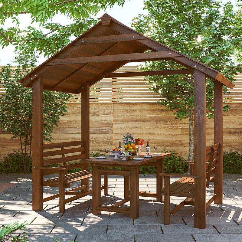 防腐木别墅露台楼顶凉亭户外庭院实木亭子室外小院花园木质遮阳棚