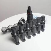 IP67防水50A6输入1输出直流T分支太阳能光伏系统正负极插头