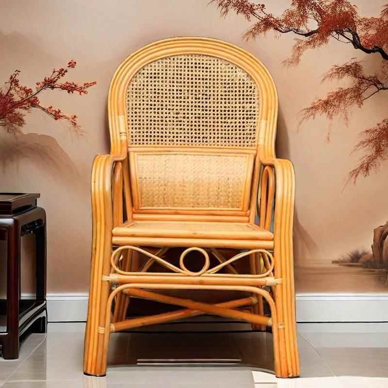 藤椅椅子天然真办公护椅腰滕休01闲家用老人高靠背藤椅藤客厅椅单