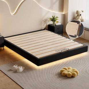 全实木悬浮床现代简约无床头床齐边双人床小户型榻榻米排骨架床架