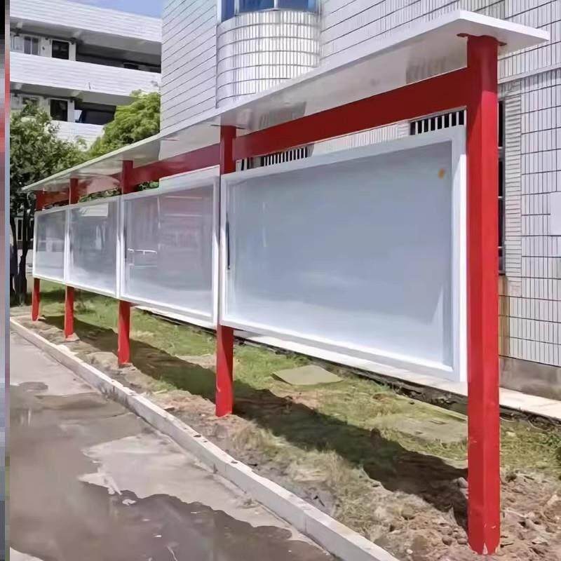 宣传栏校园公告栏户外不锈钢小区公示栏厂家定制钢化玻璃开启式