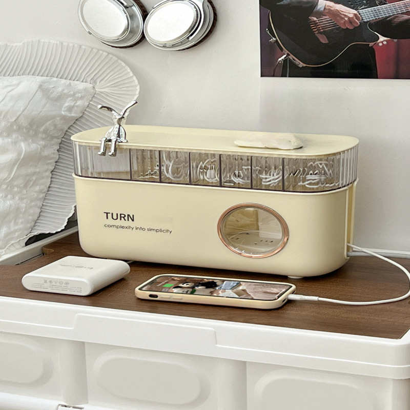 电线插座收纳盒遮挡电视柜桌面插板数据线插排排插神器保护盖罩放