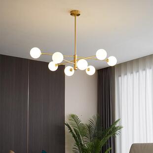 全铜客厅吊灯现代简约卧室灯北欧创意魔豆分子灯大气餐厅轻奢灯具