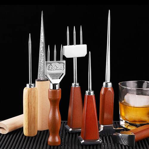 调酒师冰锥 三头锥调酒碎冰工具威士忌冰球 三叉戟酒吧破冰凿冰器