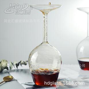 新款设计倒立高脚杯 高硼硅玻璃颜值top倒立式酒杯高脚杯红酒