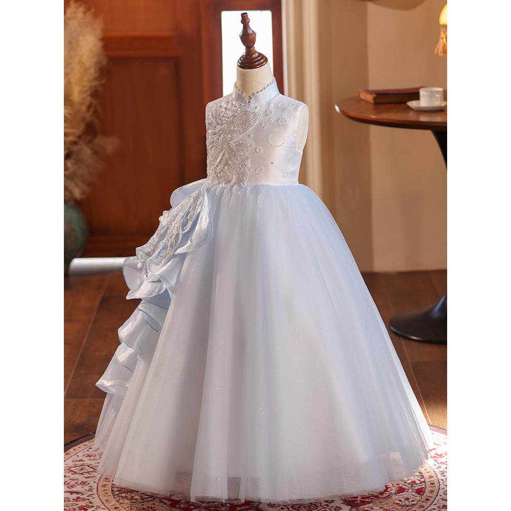 高档端女童身礼风服小主持人走秀钢高琴古筝演出服儿童中国公修主