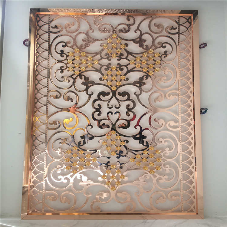 欧式家装铝艺镶花屏风铝板镂空雕刻屏风隔断家装玄关隔断背景墙
