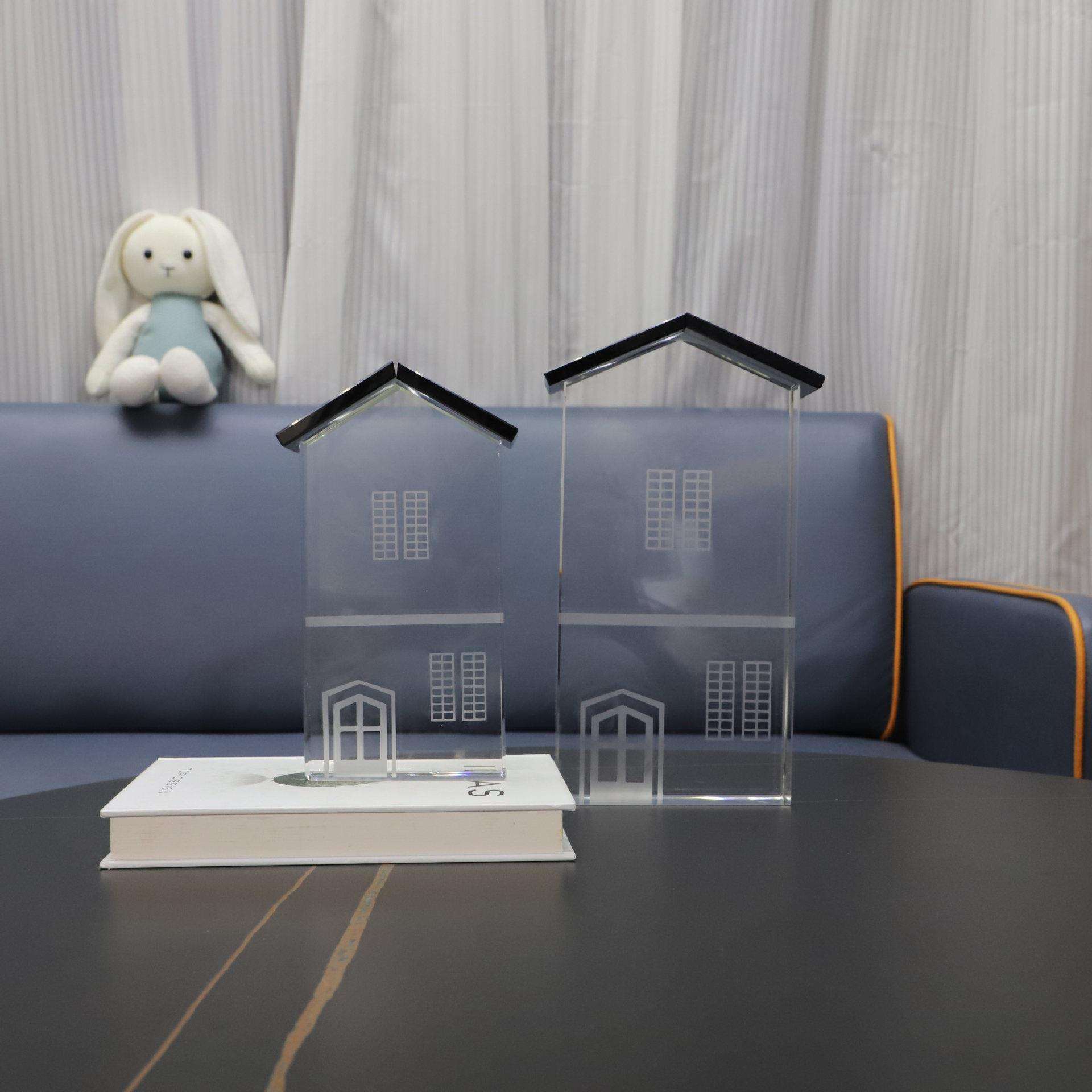 北欧创意水晶建筑模型艺术摆件样板房电视柜茶几客厅家居桌面软装