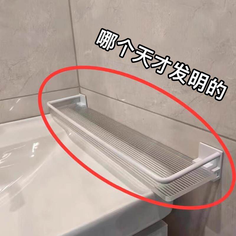 直到发现瞭它！卫生间吸盘免打孔壁挂架收纳架洗漱化妆品整理架子