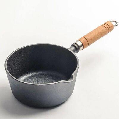 Cast Iron Milk Pan with Pour Spout Non-Stick Hot Oil Pan