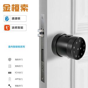 智能电子室内木门指纹锁密码锁办公球形单舌两件式智能涂鸦智能家
