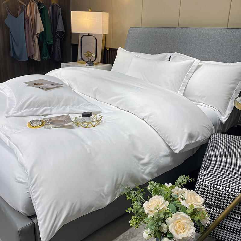 酒店布草宿四件套白色贡全棉床单缎款宾9518民馆床上品厂用家直销