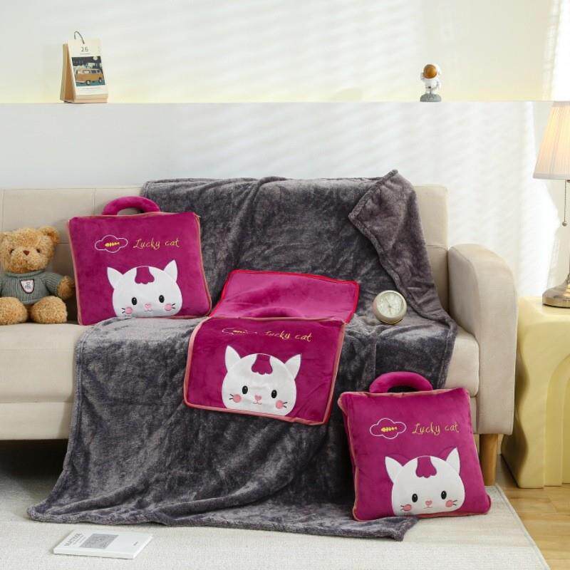 简约办公室座椅腰靠靠垫手提抱枕毯子床头靠垫车载靠背二合一