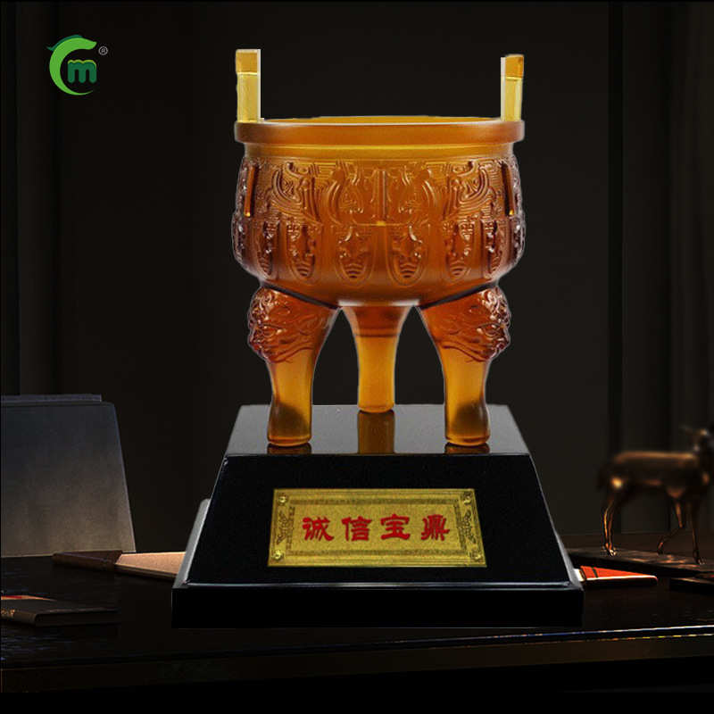 锋明琉璃鼎摆件保险开业庆典纪念礼品古法琉璃尊香炉厂家定制定制
