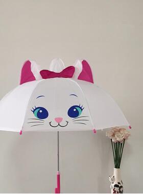 正品日卡通宝猫咪小型长柄伞儿童学雨伞 女孩系 小生雨伞 女宝公