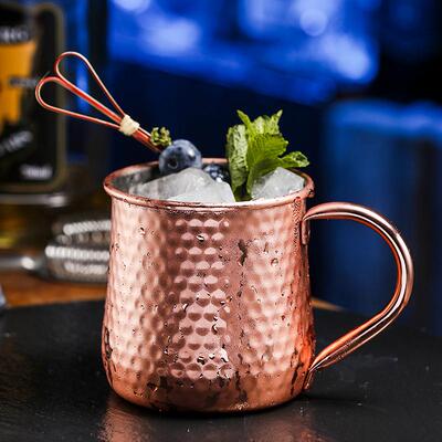 复古锤点铜杯莫斯科骡子杯创意个性鸡尾酒不锈钢酒吧杯子金属酒杯