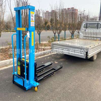 随车便携式堆高车1吨自体登高车提升堆垛车搬运攀爬一体多用叉车
