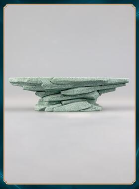 豆豆集蓝色砂岩底座配件新中式国风创意桌面饰品假山鱼缸景观