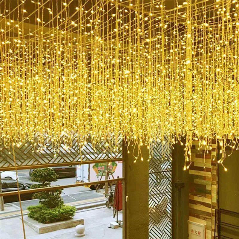 5m Outdoor Christmas Fairy Lights LED Icicle Curtain String - 实物图