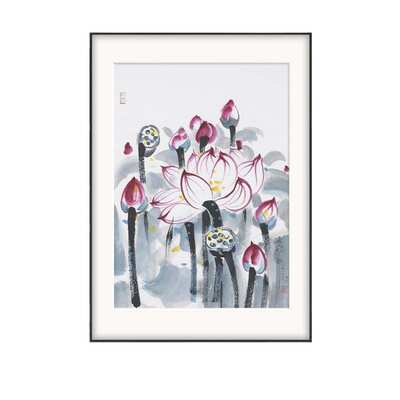 新中式餐厅装饰画吴冠中宣纸挂画中国风抽象艺术墙画饭厅墙面壁画