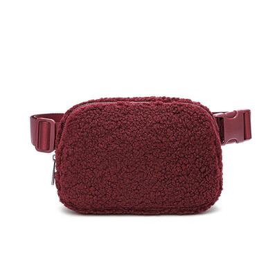 Same lamb fleece waist bag sports chest bag crossbody bag o