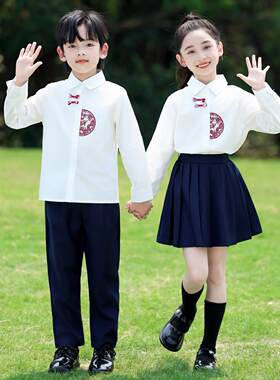 宝宝民族风国庆表演汉服幼儿园诗歌朗诵班服小学生校服新中式唐装