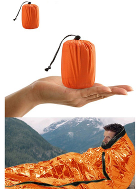 工厂现货 睡袋 PE户外旅行应急睡袋 保温防水隔热橙色急救睡袋