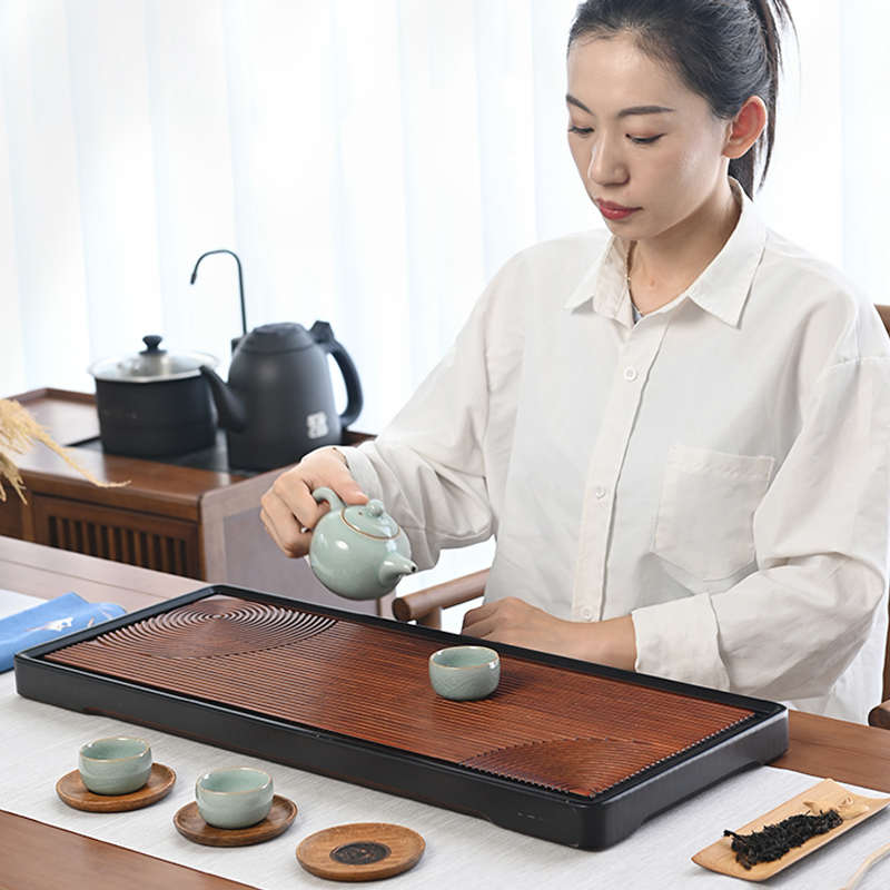 祥福新款现代简约高端竹制家用干泡台茶台茶具托盘茶海茶几茶盘