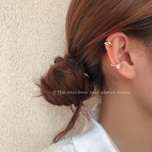 Korean Zircon Small Ear Cuff Set Ear Clips Vintage Gold Colo