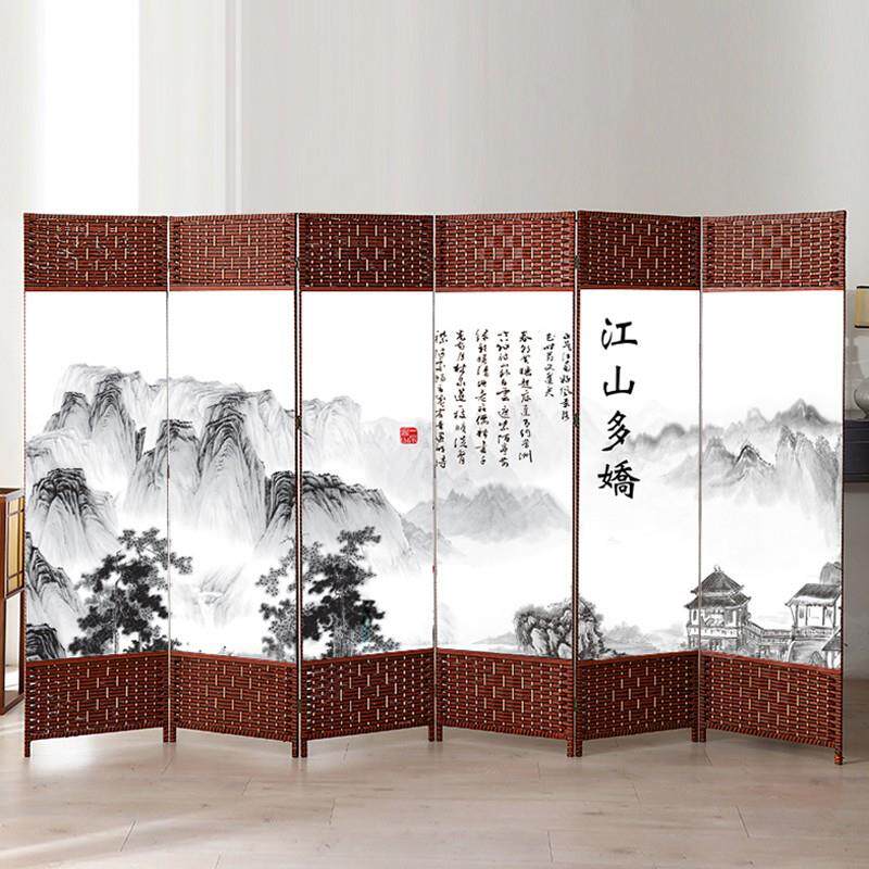 中式屏风隔断简易折叠客厅玄关墙移动折屏简约现代办公室实木屏风