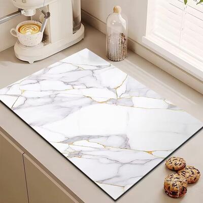 Marble-patterned kitchen drying mat for home stovetop, dishw