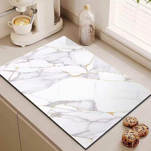 Marble-patterned kitchen drying mat for home stovetop, dishw