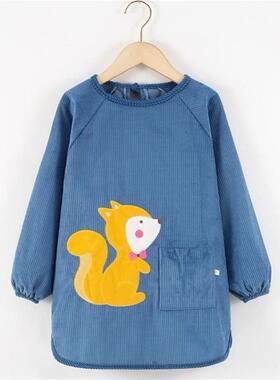 童羽绒服秋冬季儿罩衣长款裙中大长袖围防B58905水加厚耐脏画童画