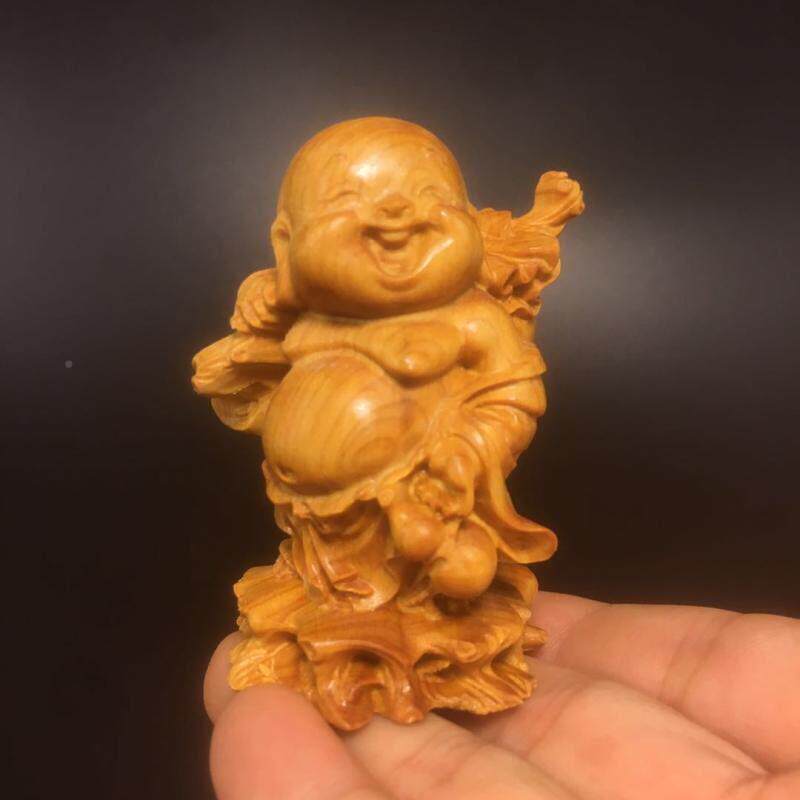 柏黄杨木雕勒小佛手弥把件布袋小弥雕刻工艺崖品实木佛像饰车小和