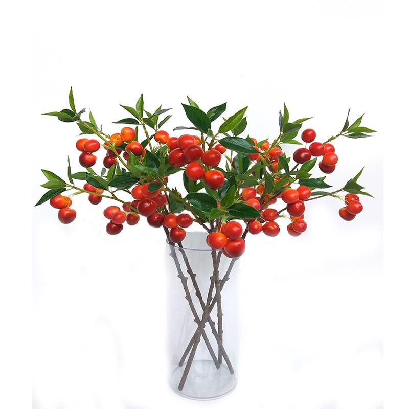 新品特D卖仿真小叉大樱5桃真樱桃树圣诞装饰仿IY红樱XRG-024桃客