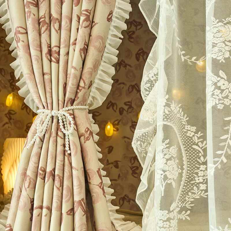 优光棉复古法式床帘宿u型寝轨道舍tb-73531上下铺寝室强遮蚊帐一