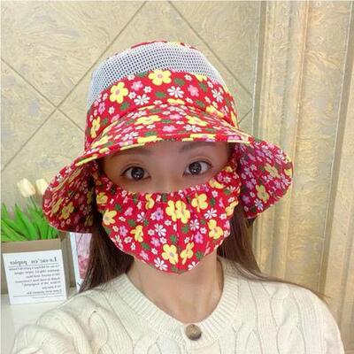 升级透气网晒口罩一XPW体夏采季户外活农遮阳帽防紫外线透气茶防