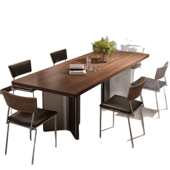 简约现代复古实木中古风胡桃色桌面餐桌椅组合大户型岛台大板茶桌