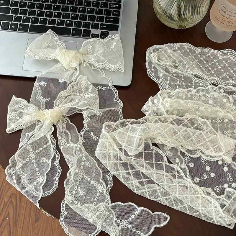 超仙蕾丝发带女百搭长条蝴蝶结发绳森系甜美绑发飘带长条领巾头绳