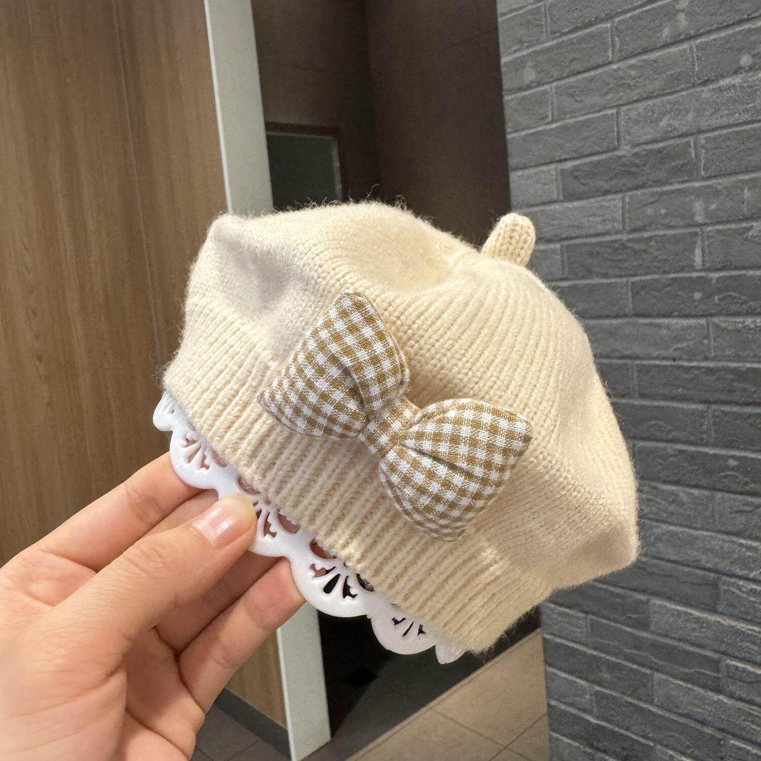 婴儿秋冬帽子宝宝秋款针织帽女宝可爱贝雷帽小月龄帽子冬款男宝