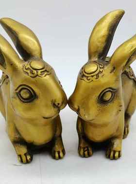 古玩铜器收藏 财福铜兔财源广进福气满满形制端正做工精细