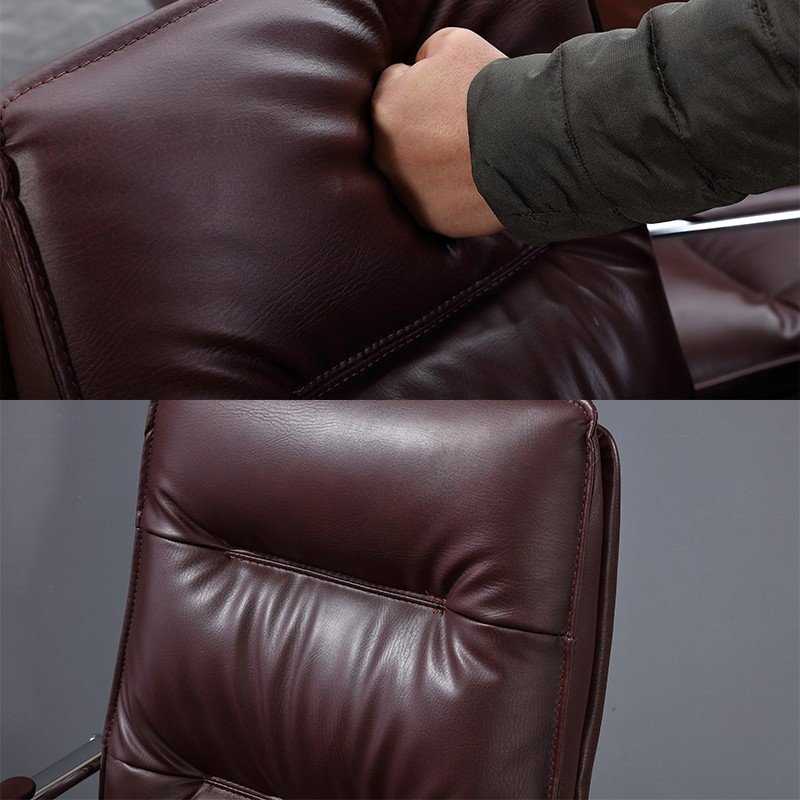 现代简约电镀西皮弓形电脑椅办公椅带扶手高弹海绵商务老板椅