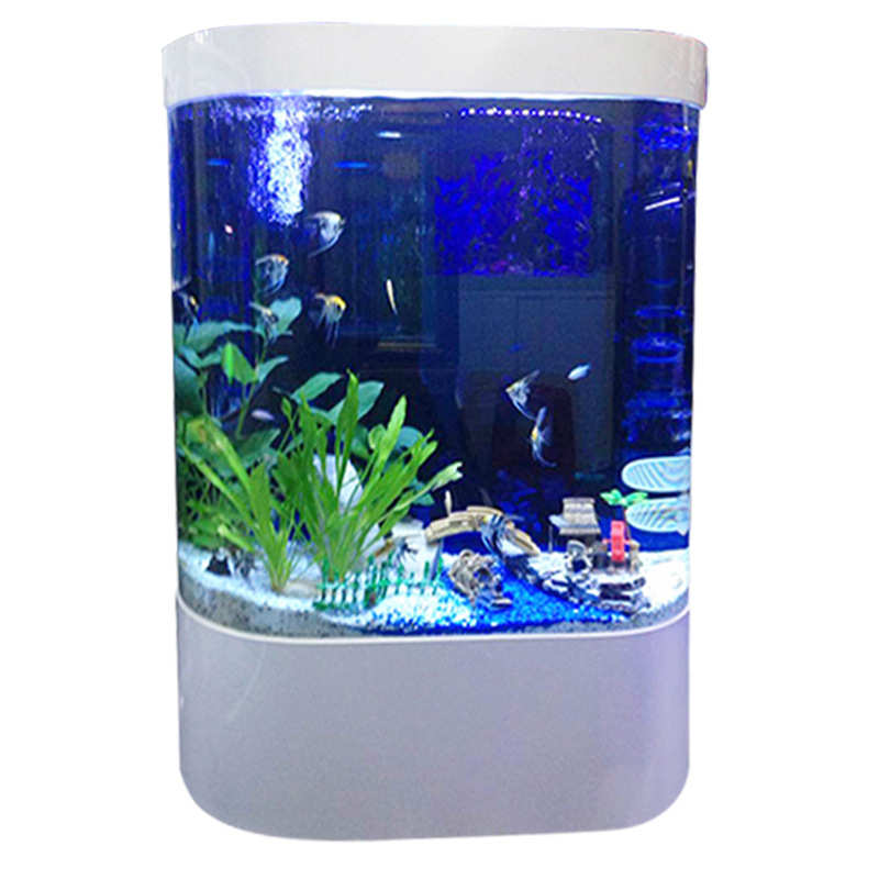 双圆角水族箱靠墙客厅家用鱼缸订货创意观赏落地吧台鱼缸厂家批发