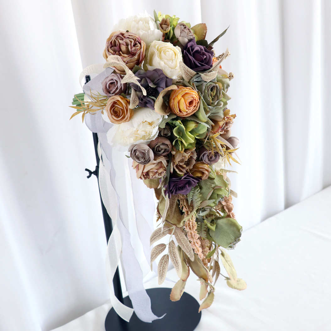 欧式婚礼新娘水滴手捧花仿真花结婚拍照道具外销婚庆布置花艺