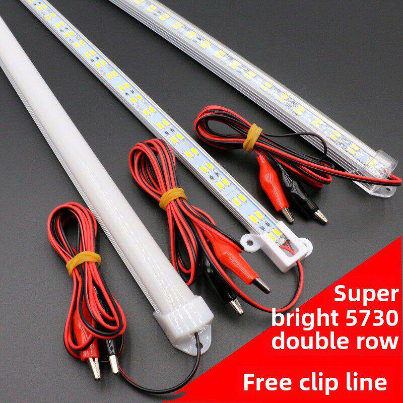 超亮5730双排12V硬灯条地摊夜市适用照明灯带led夹子线长条型灯条