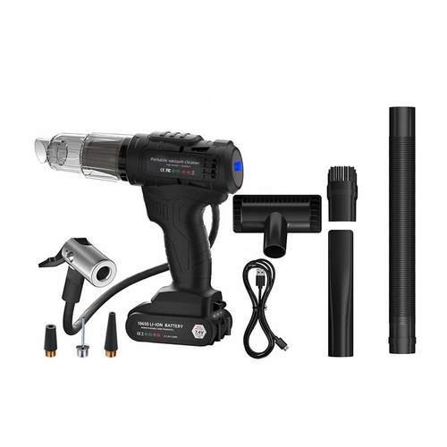 车载手持小型照明无线充电汽车大吸力充电式充气泵吸尘器